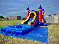 IMG 5929 1706240300 🔷 #21 Royal Blue Bounce House Slide W/Large Pool (Wet)