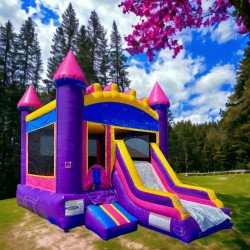 🎀 #23 Pink Orchid Princess Bounce House Slide Combo (Dry)