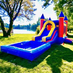 🔷 #21 Royal Blue Bounce House Slide W/Large Pool (Wet)