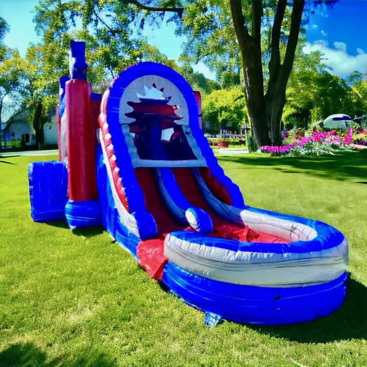 ⍟🇺🇸 #27 Captain America XL Bounce House Slide (Dry/Wet)