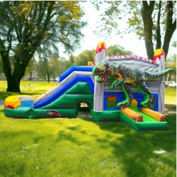 🦖#33 T-REX X-Large 5in1 Bounce House Dual Slide Wet/Dry