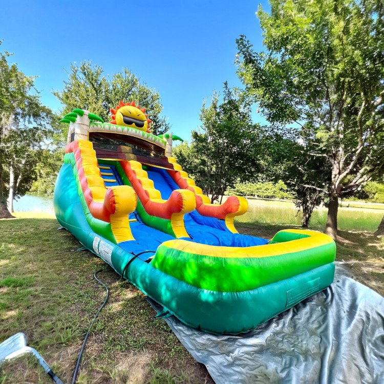 #35 Sunburst 15ft Extra Wide Lane Waterslide W/Attached Pool