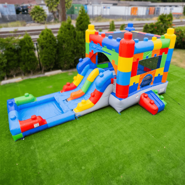 🧱  Lego Block Party Bounce House Waterslide Combo (Wet)