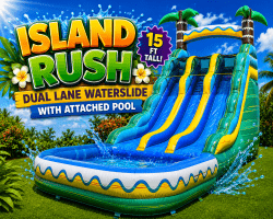 #43 🌴 NEW 🌊 Island Rush | Dual Lane Waterslide with Pool (Wet) 🥇⭐