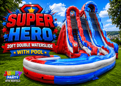 #31 🔥 Most Popular | Super Hero 20' Double Lane Waterslide Rental (Wet) 🥇⭐