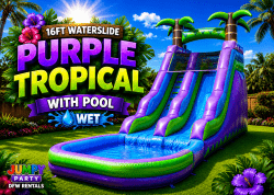 #34 🌴 Top Pick | Purple Tropical Waterslide with Pool (Wet) 🥇⭐