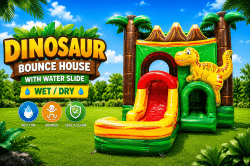 🦕 Dinosaur XL 4in1 Bounce House Slide (Dry/Wet)