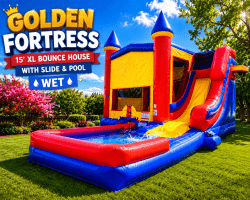 #24 Golden Fortress XL Bounce House with XL Splash Pool (Wet)