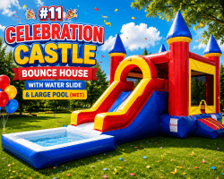 #11 Celebration Castle Bounce House with XL Splash Pool (Wet)