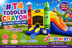 #T4 Toddler Crayon Mini Bounce House with Slide
