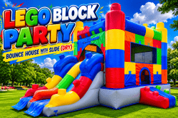 #29 Lego Block Party Bounce House With Slide (Dry)