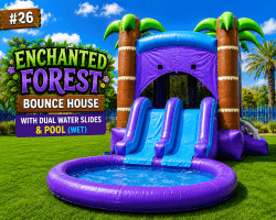 #26 Enchanted Forest Bounce House with Dual Water Slides & Splash Pool (Wet)