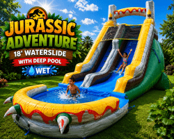 #33 🦖 NEW 🌟 Reach New Heights | Jurassic Adventure Waterslide with Deep Splash Pool (Wet) 🥇