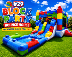#29 Block Party Bounce House with Waterslide & Splash Pool (Wet)
