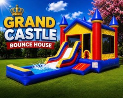 #12 Grand Castle Bounce House with Waterslide & Pool (Wet)